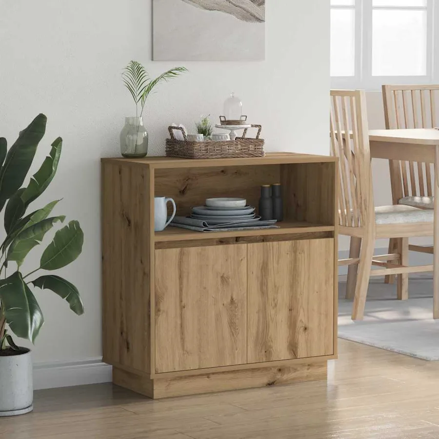 Buffet LED Chêne artisanal 71 x 34,5 x 75 cm Bois d'ingénierie - 5