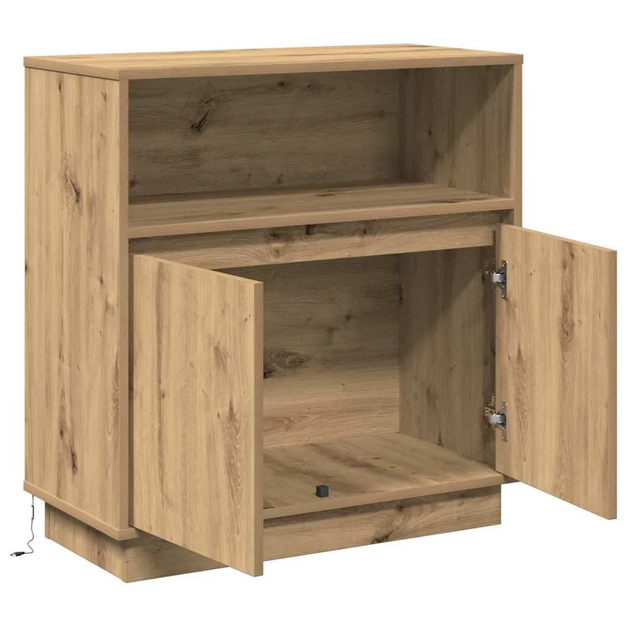 Buffet LED Chêne artisanal 71 x 34,5 x 75 cm Bois d'ingénierie - 7
