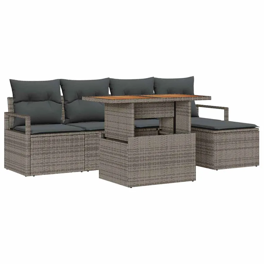 Ensemble de canapé de jardin 6 pcs Gris et marron - 2