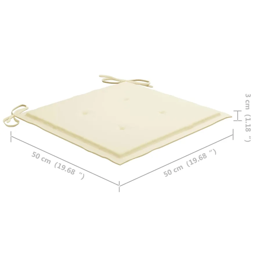 Chaises de jardin lot de 2 et coussins crème Bois teck massif - 14