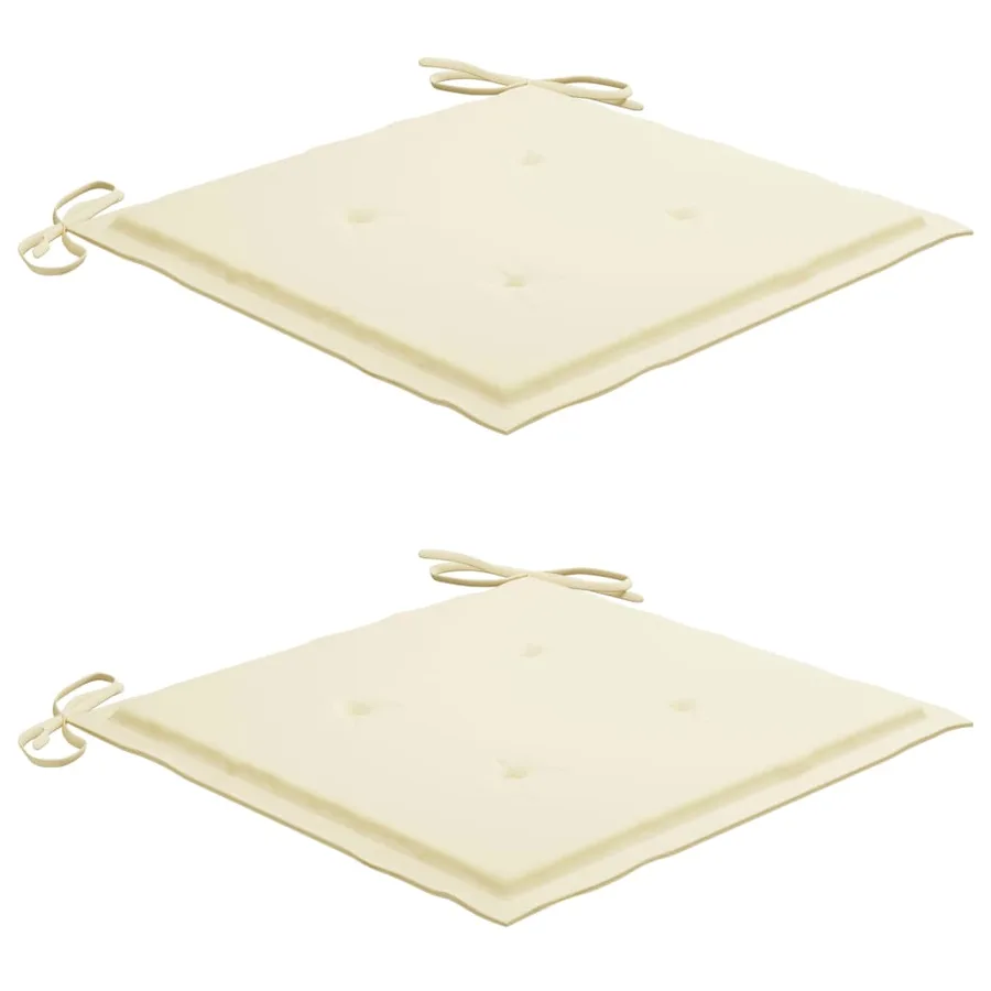 Chaises de jardin lot de 2 et coussins crème Bois teck massif - 8