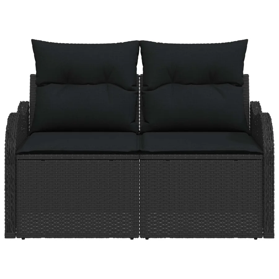 Canapé de jardin avec coussin Noir 121 x 62 x 69cm polyrotin - 4