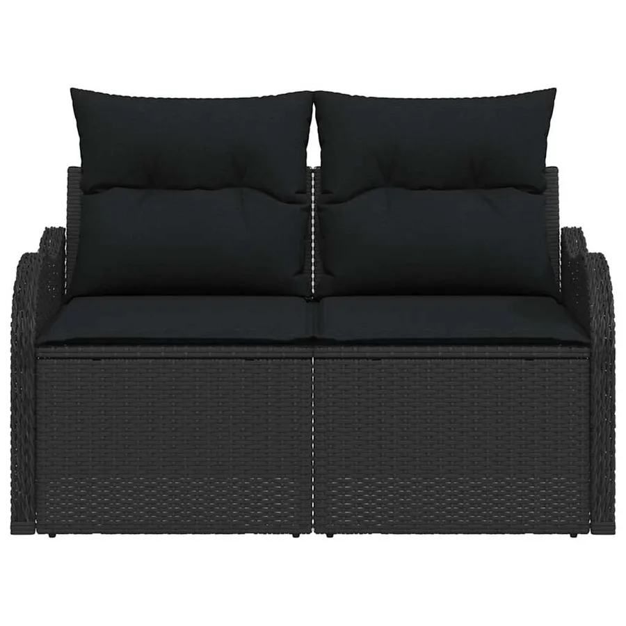 Canapé de jardin avec coussin Noir 121 x 62 x 69cm polyrotin - 5