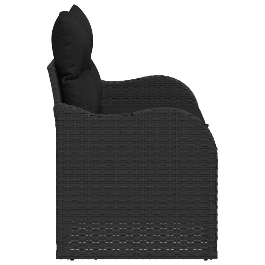 Canapé de jardin avec coussin Noir 121 x 62 x 69cm polyrotin - 6