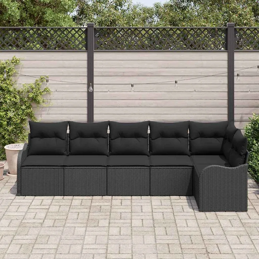 Ensemble de canapé de jardin Noir polyrotin - 3