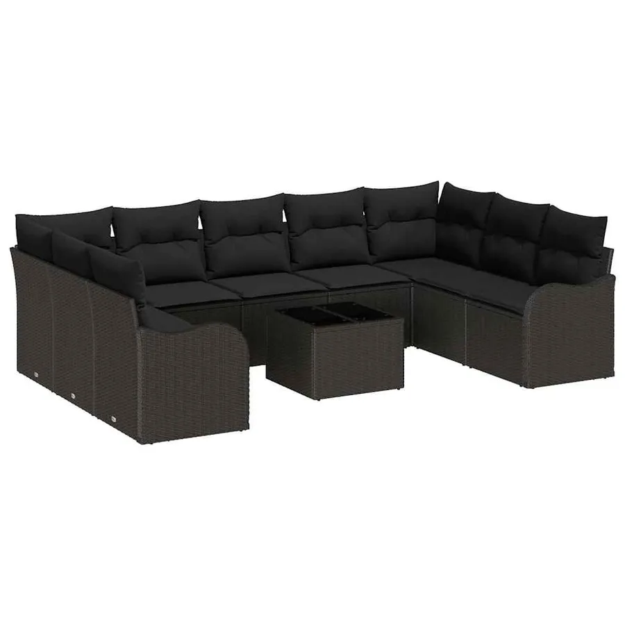 Ensemble de canapé de jardin Noir polyrotin - 2