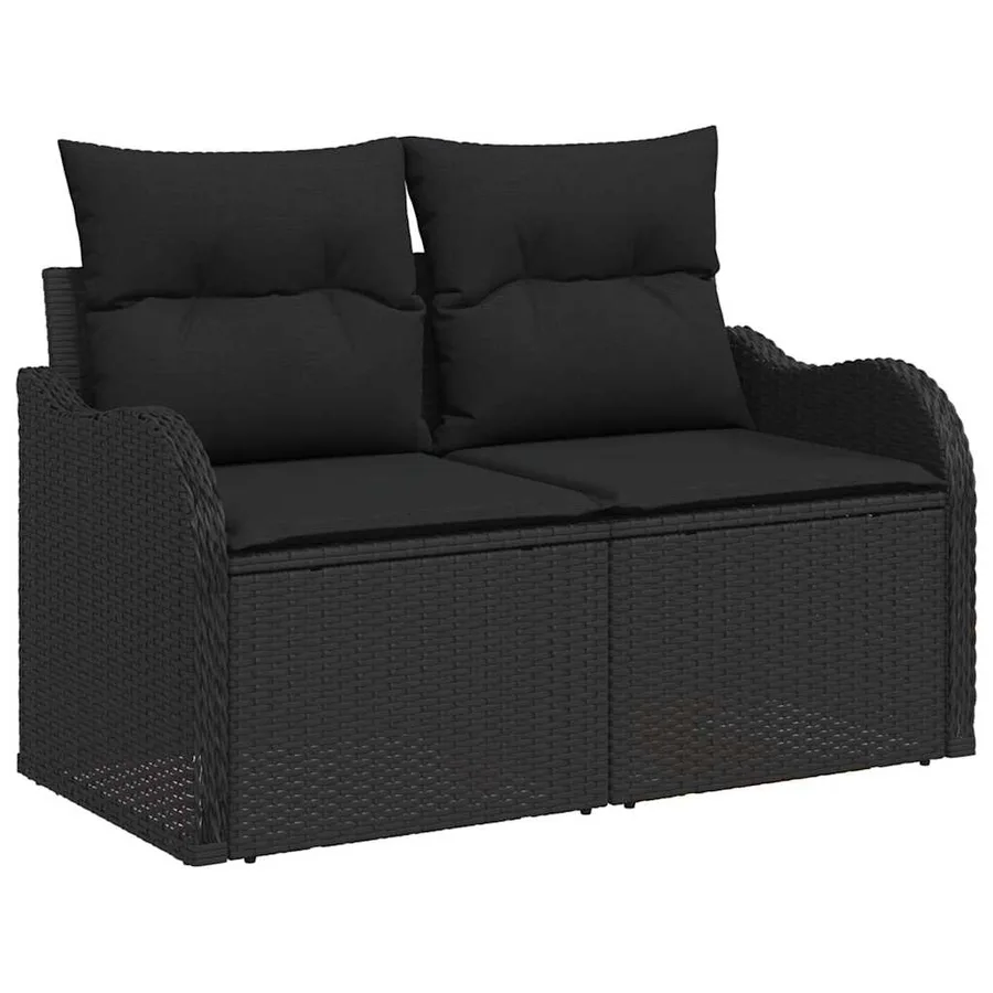 Ensemble salon avec coussin 9 pcs Noir Poly rotin - 4