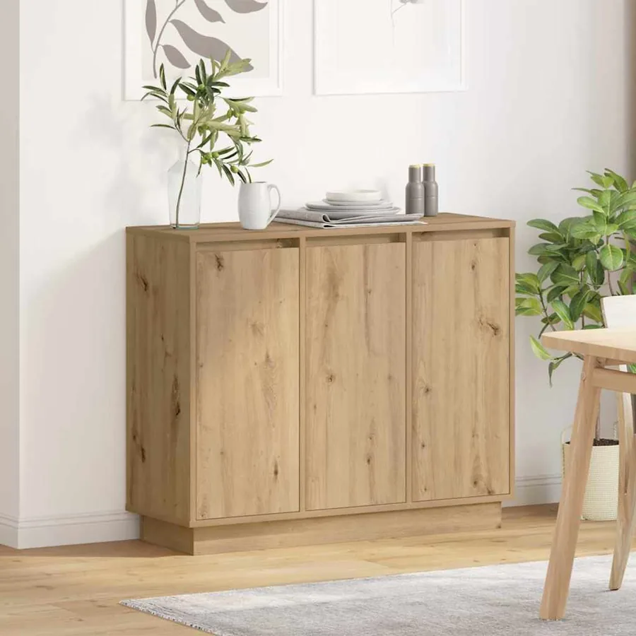Buffet LED Chêne artisanal 90 x 32 x 75 cm Bois d'ingénierie