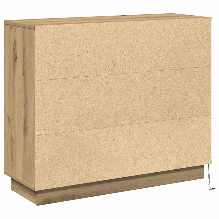 Buffet LED Chêne artisanal 90 x 32 x 75 cm Bois d'ingénierie - 11