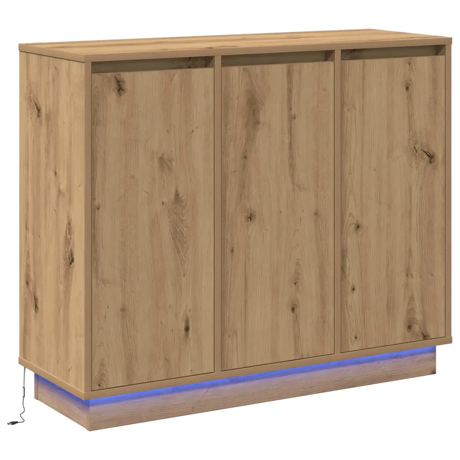 Buffet LED Chêne artisanal 90 x 32 x 75 cm Bois d'ingénierie - 2