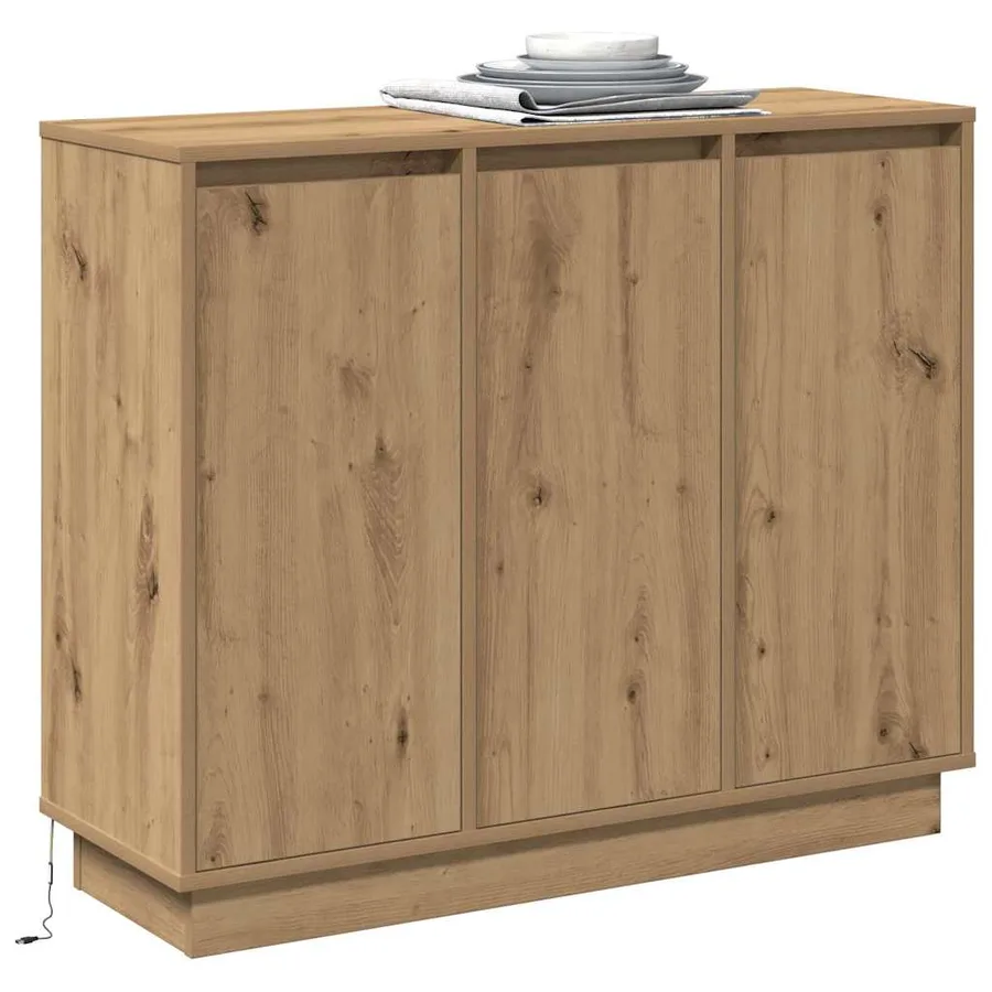 Buffet LED Chêne artisanal 90 x 32 x 75 cm Bois d'ingénierie - 3