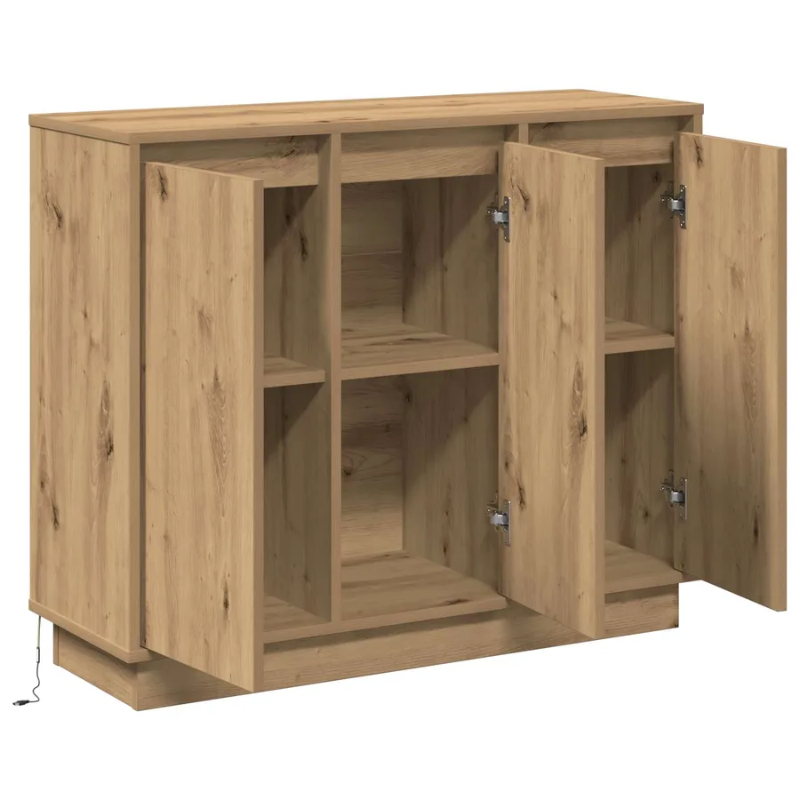 Buffet LED Chêne artisanal 90 x 32 x 75 cm Bois d'ingénierie - 7