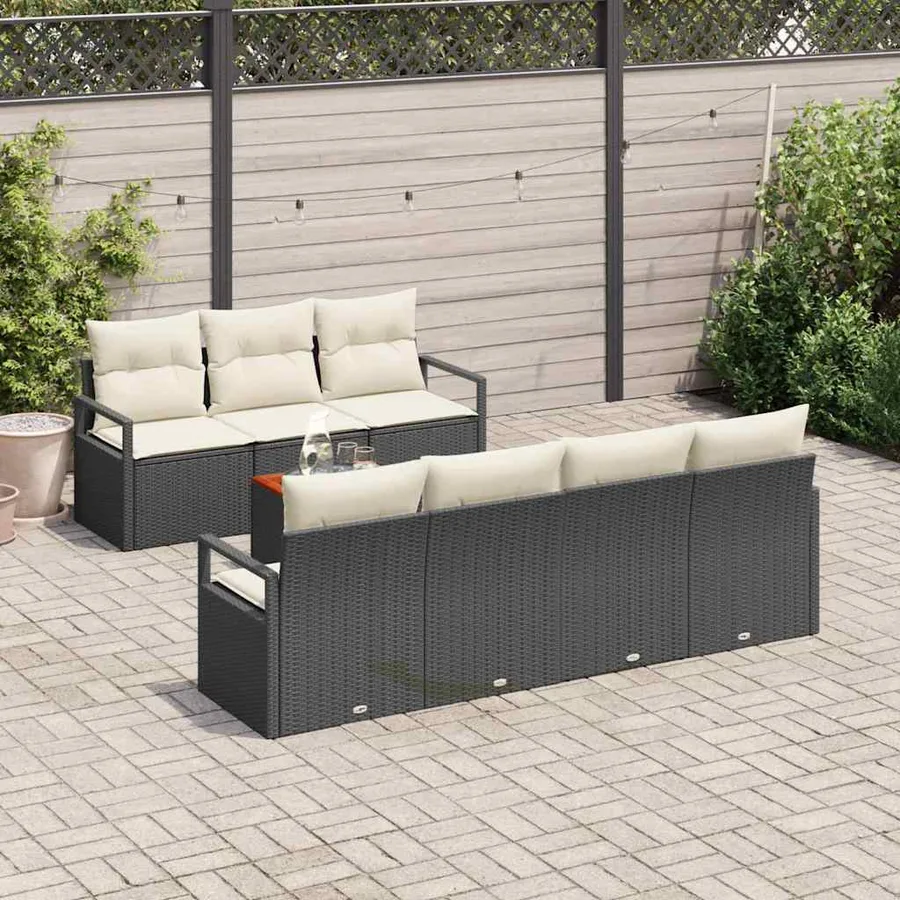 Ensemble de canapé de jardin avec coussin 8 pcs Noir polyrotin - 3