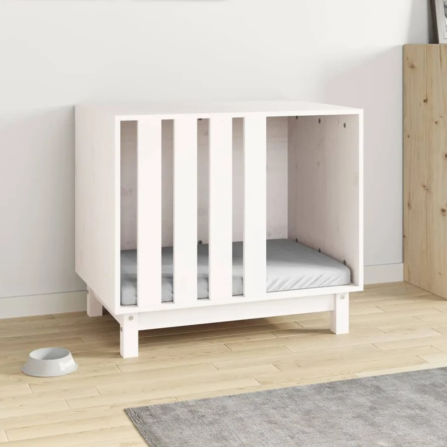 Niche pour chien Blanc 70x50x62 cm Bois de pin massif - 3