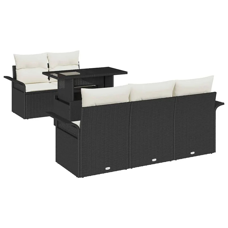 Ensemble de canapé de jardin avec coussin 6 pcs Noir polyrotin - 2