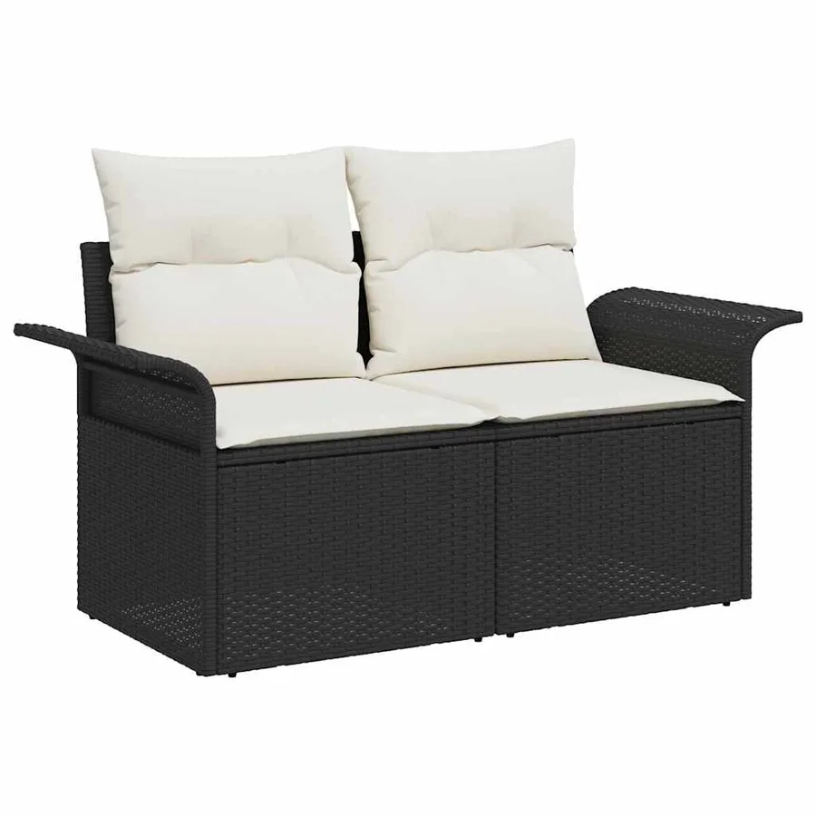 Ensemble de canapé de jardin avec coussin 6 pcs Noir polyrotin - 4