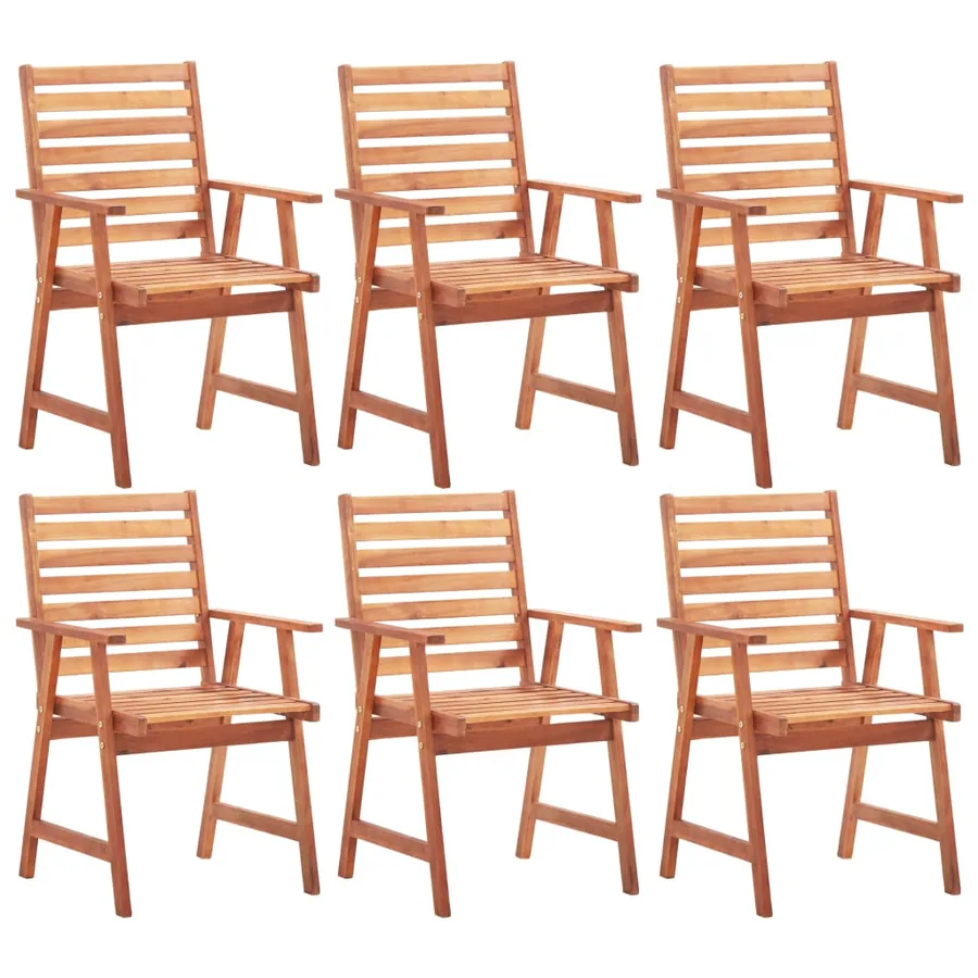 Chaises à manger d'extérieur lot de 6 Acacia massif