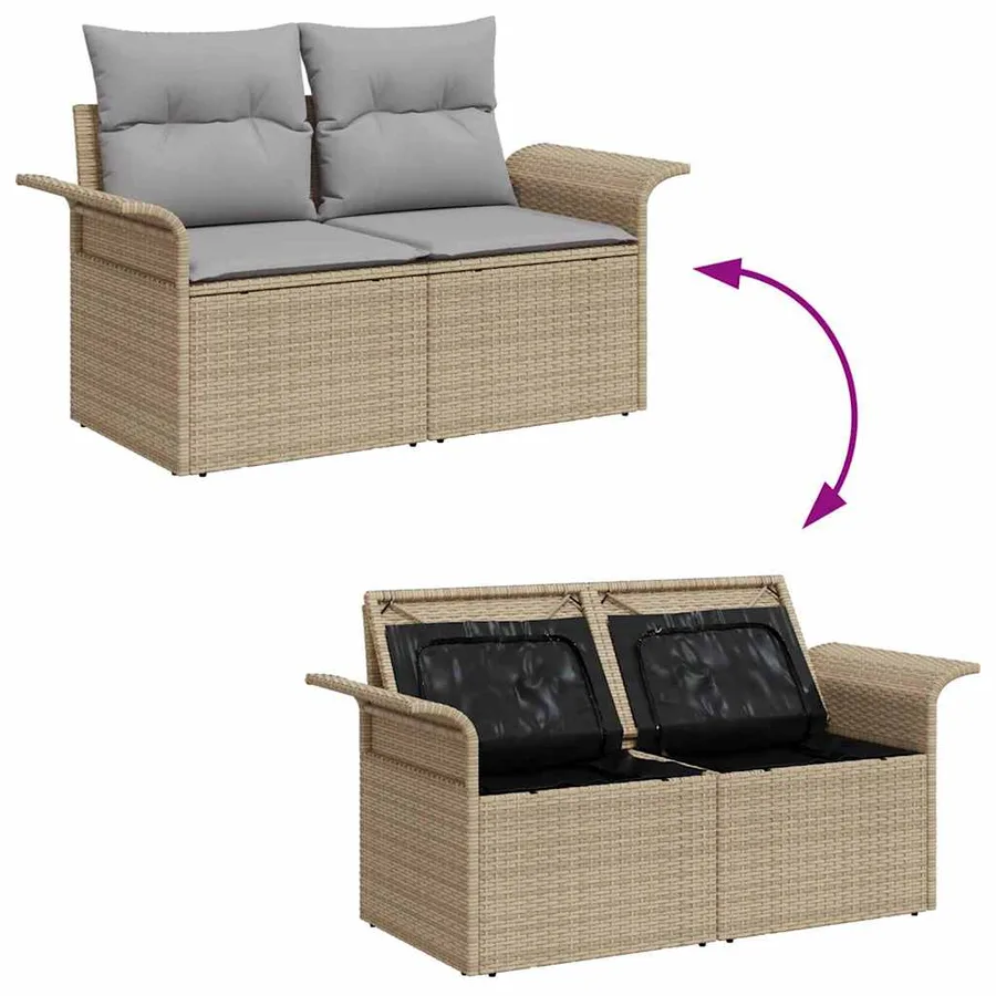Ensemble de canapé de jardin 4 pcs Beige polyrotin - 11