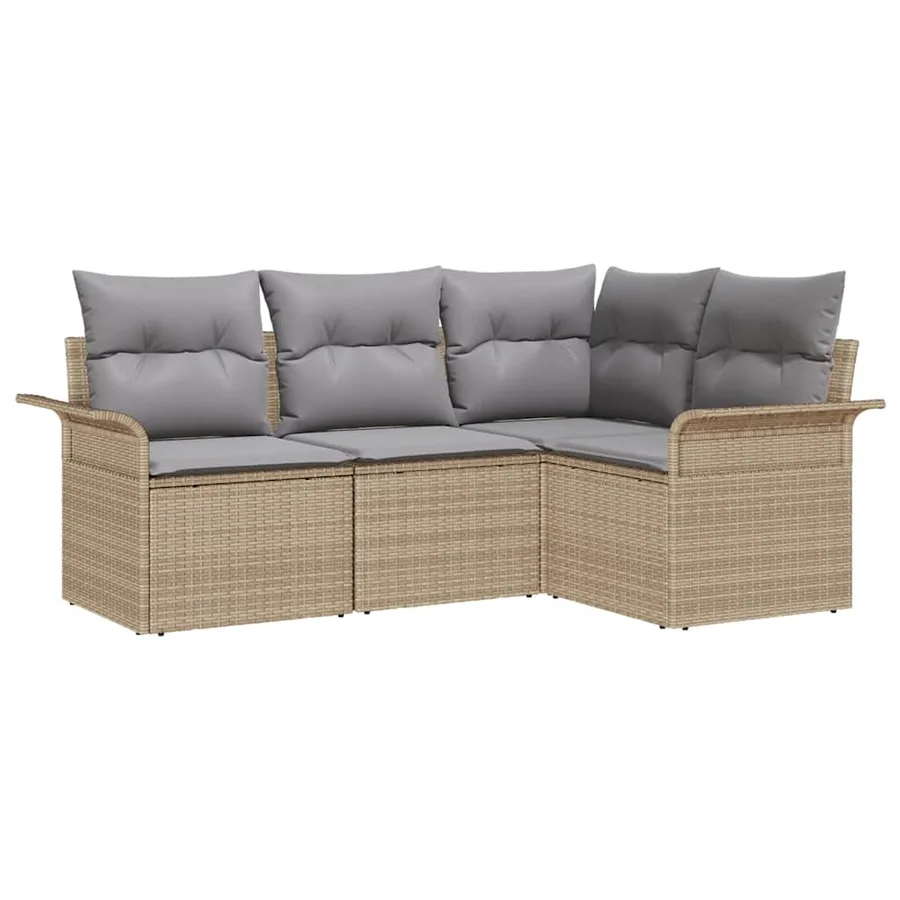 Ensemble de canapé de jardin 4 pcs Beige polyrotin - 2