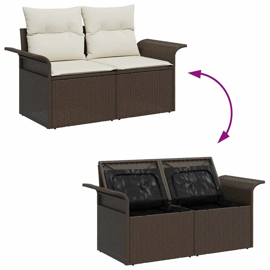 Ensemble de canapé de jardin 9 pcs Marron polyrotin - 11
