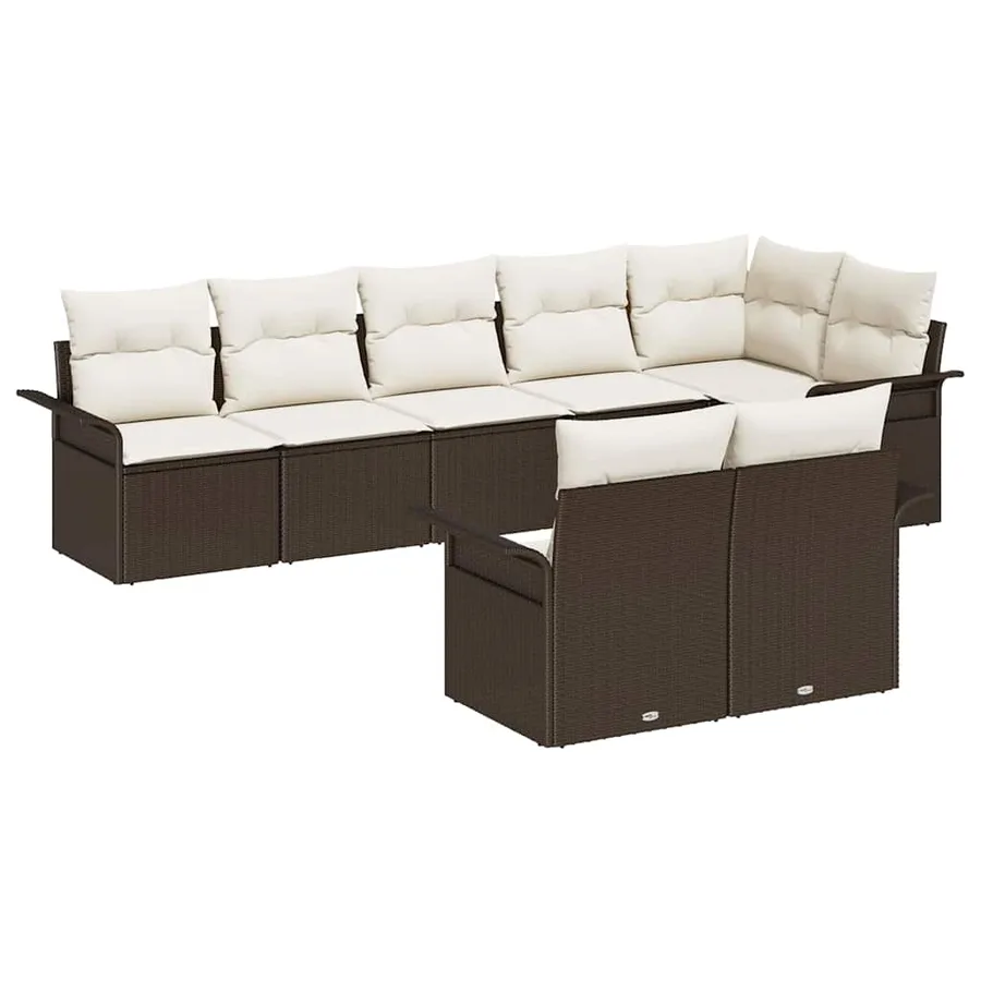 Ensemble de canapé de jardin 8 pcs Marron polyrotin - 2