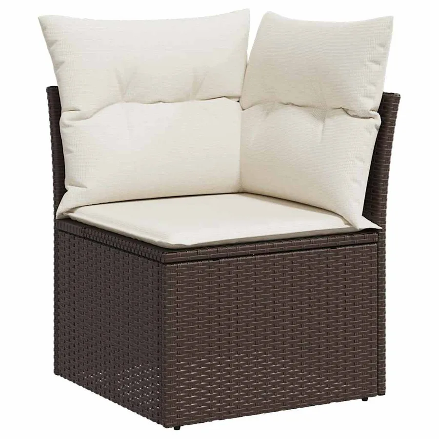 Ensemble de canapé de jardin 8 pcs Marron polyrotin - 5