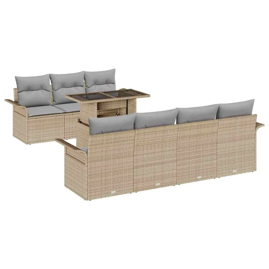 Ensemble de canapé de jardin 8 pcs Beige Poly rotin - 2