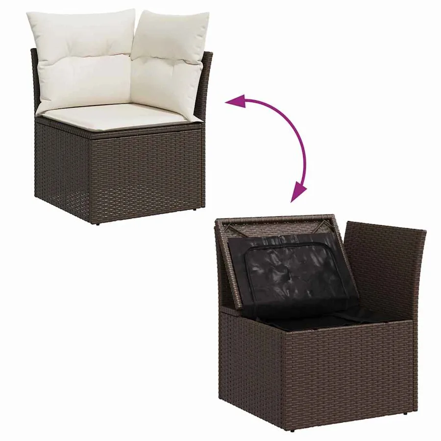 Ensemble de canapé de jardin 9 pcs Marron Poly rotin - 6
