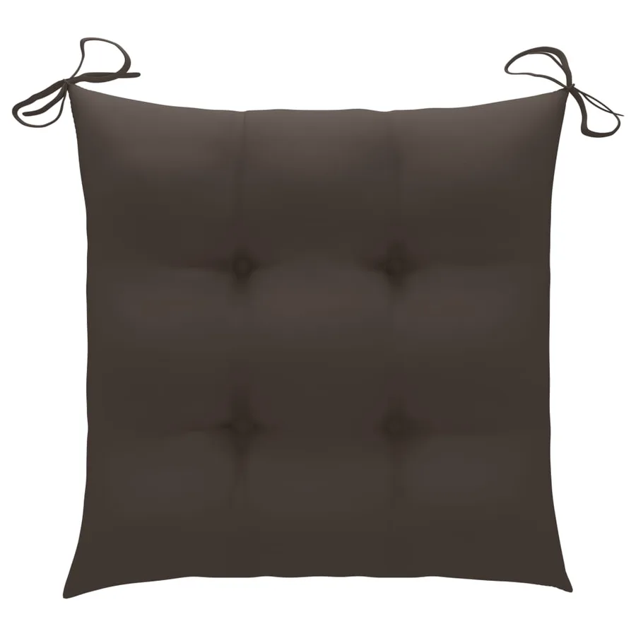 Chaises de jardin lot de 2 et coussins taupe Bois teck massif - 10