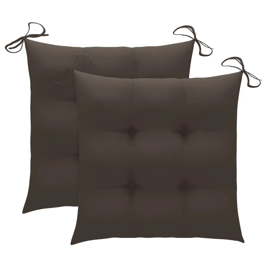 Chaises de jardin lot de 2 et coussins taupe Bois teck massif - 7