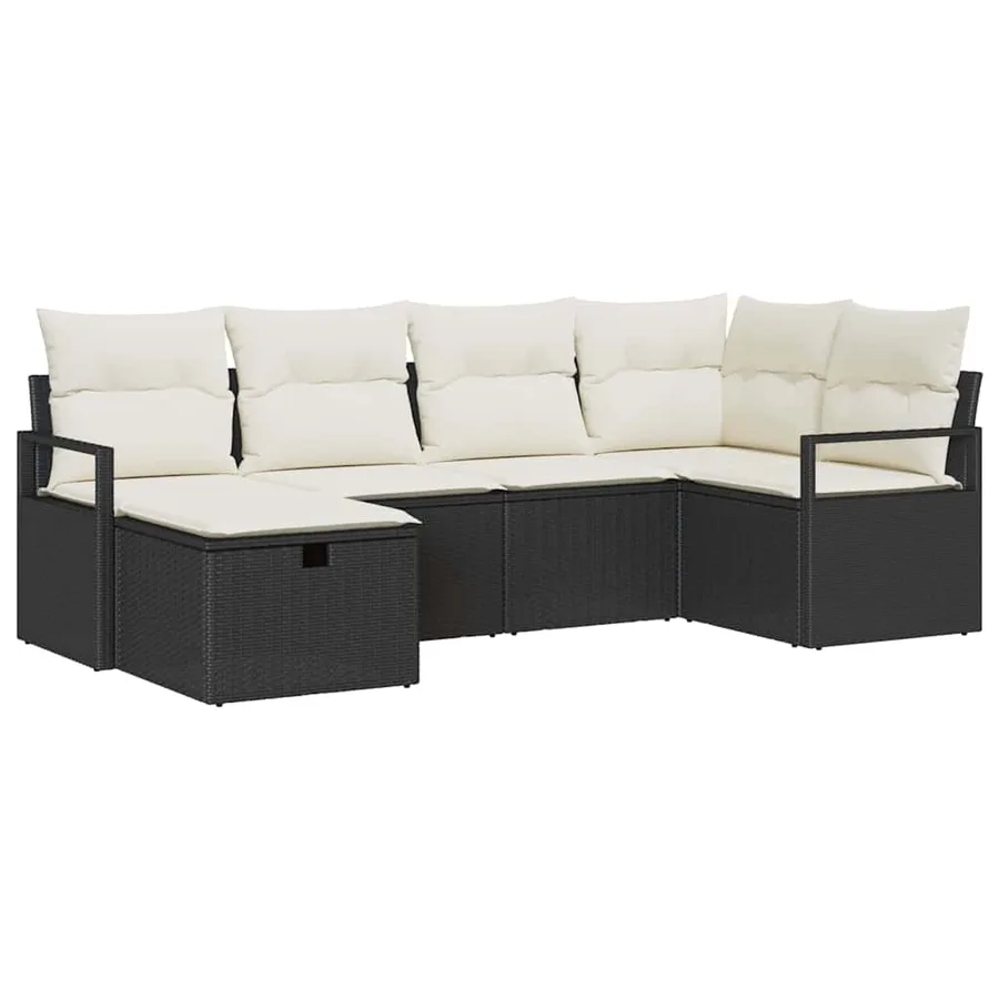 Ensemble de Canapés avec coussin Noir et Crème polyrotin - 2