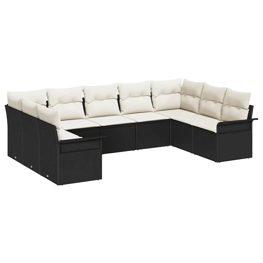 Ensemble de canapé de jardin avec coussin Noir polyrotin - 2