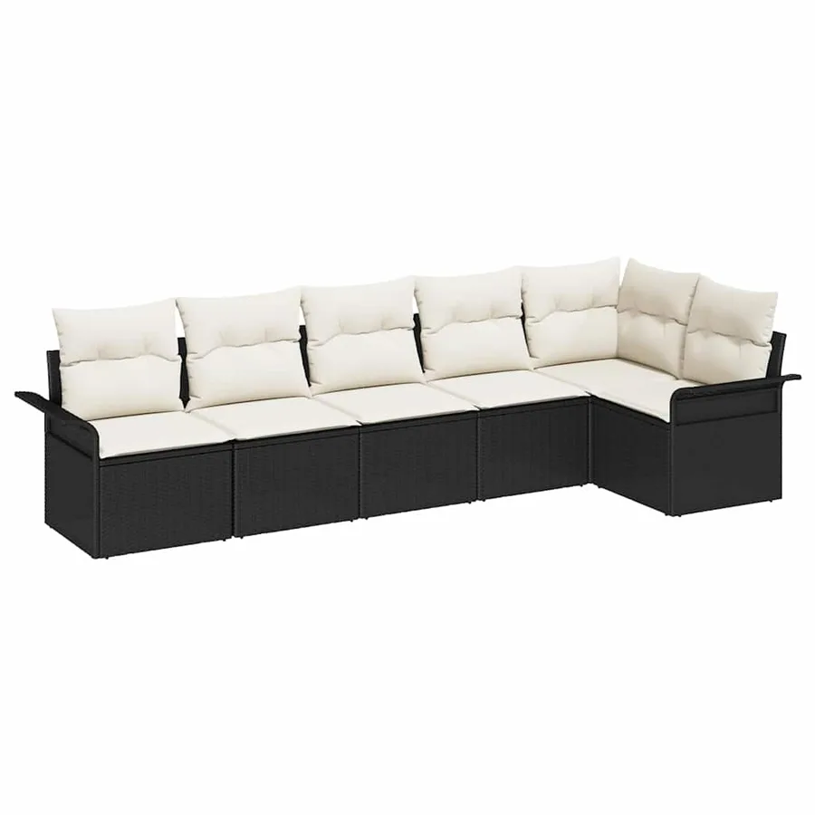Ensemble de canapé de jardin avec coussin 6 pcs Noir polyrotin - 2
