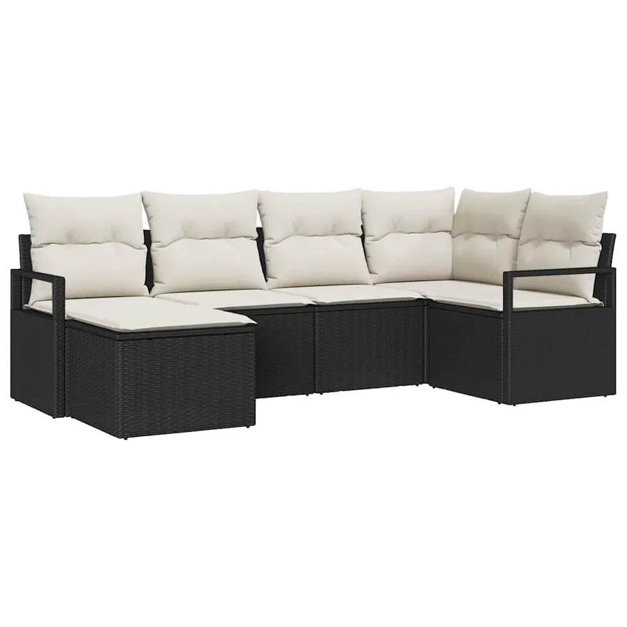 Ensemble de Canapés avec coussin 6 pcs Noir polyrotin - 2