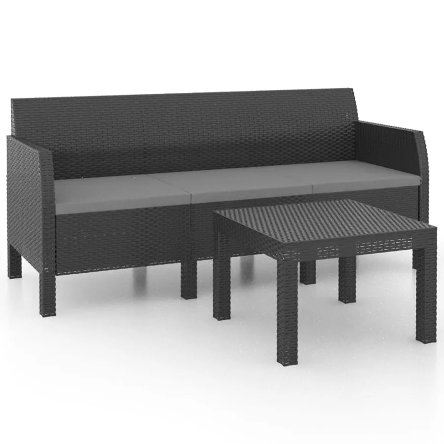 Salon de jardin 2 pcs avec coussins PP Rotin Anthracite - 2