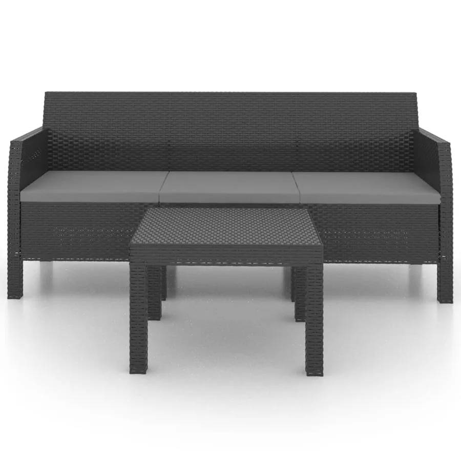 Salon de jardin 2 pcs avec coussins PP Rotin Anthracite - 3