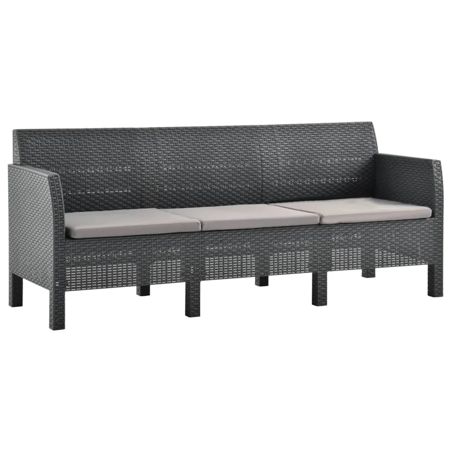 Salon de jardin 2 pcs avec coussins PP Rotin Anthracite - 4