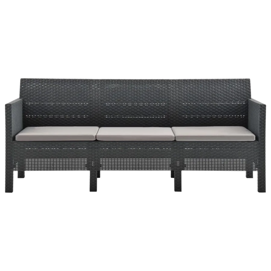 Salon de jardin 2 pcs avec coussins PP Rotin Anthracite - 5