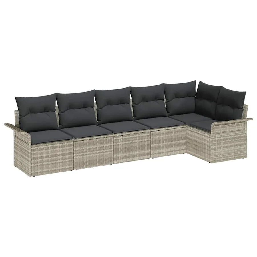 Ensemble de canapé de jardin 6 pcs Gris clair polyrotin - 2