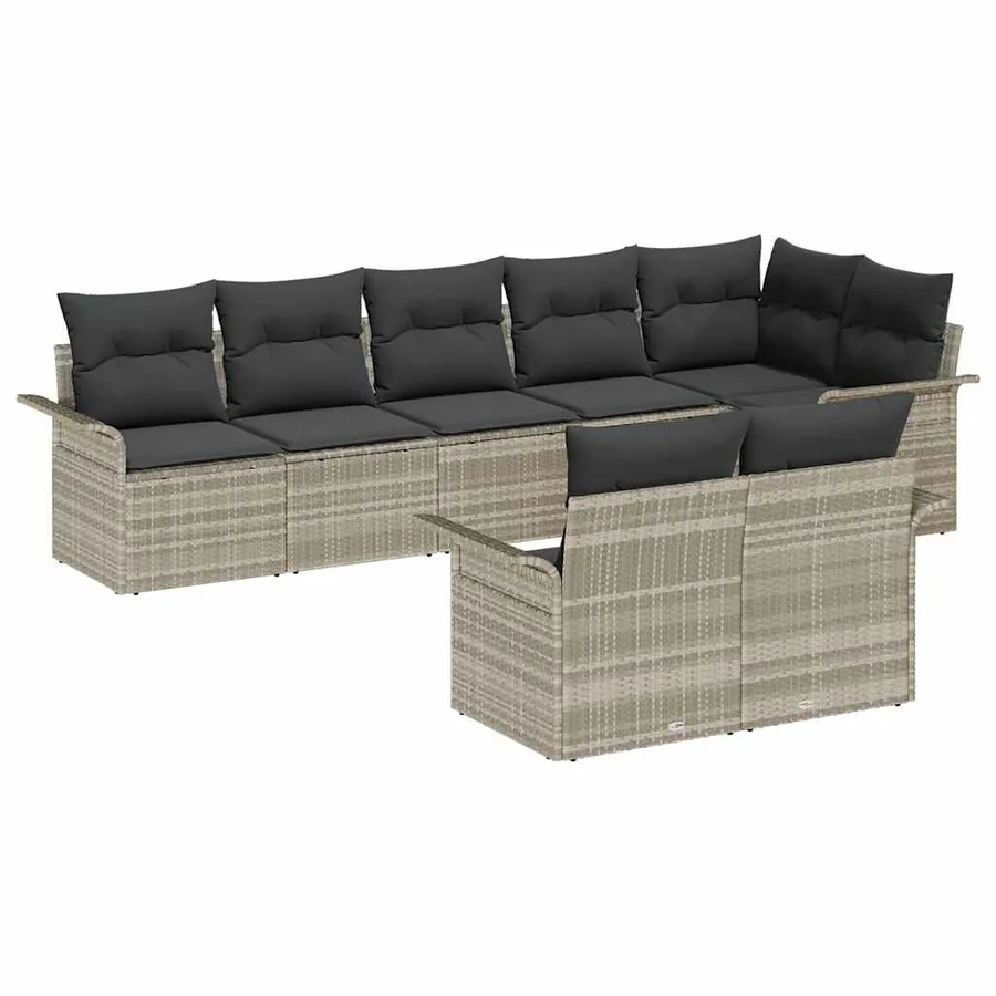 Ensemble de canapé de jardin 8 pcs Gris clair polyrotin - 2