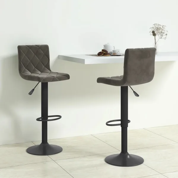 Tabourets de bar lot de 2 gris foncé velours