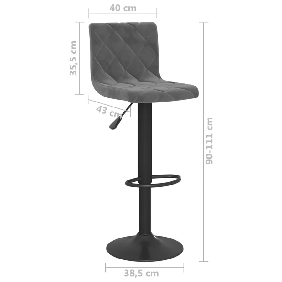 Tabourets de bar lot de 2 gris foncé velours - 9