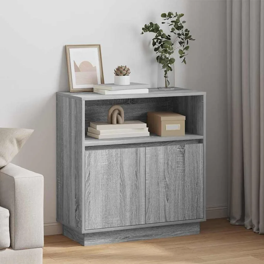 Buffet LED Gris Sonoma 71 x 34,5 x 75 cm Bois d'ingénierie