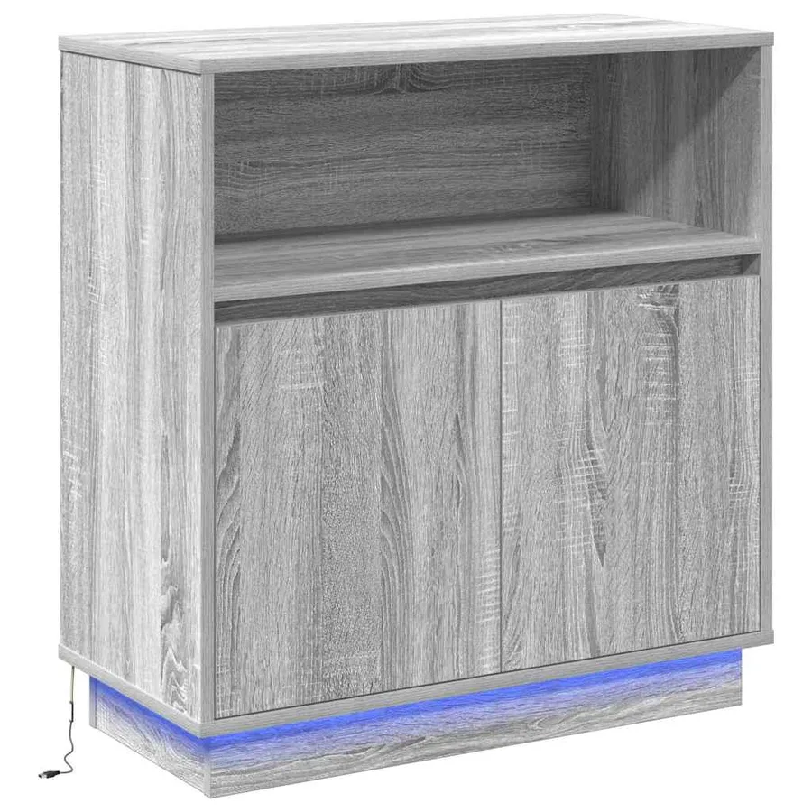 Buffet LED Gris Sonoma 71 x 34,5 x 75 cm Bois d'ingénierie - 2