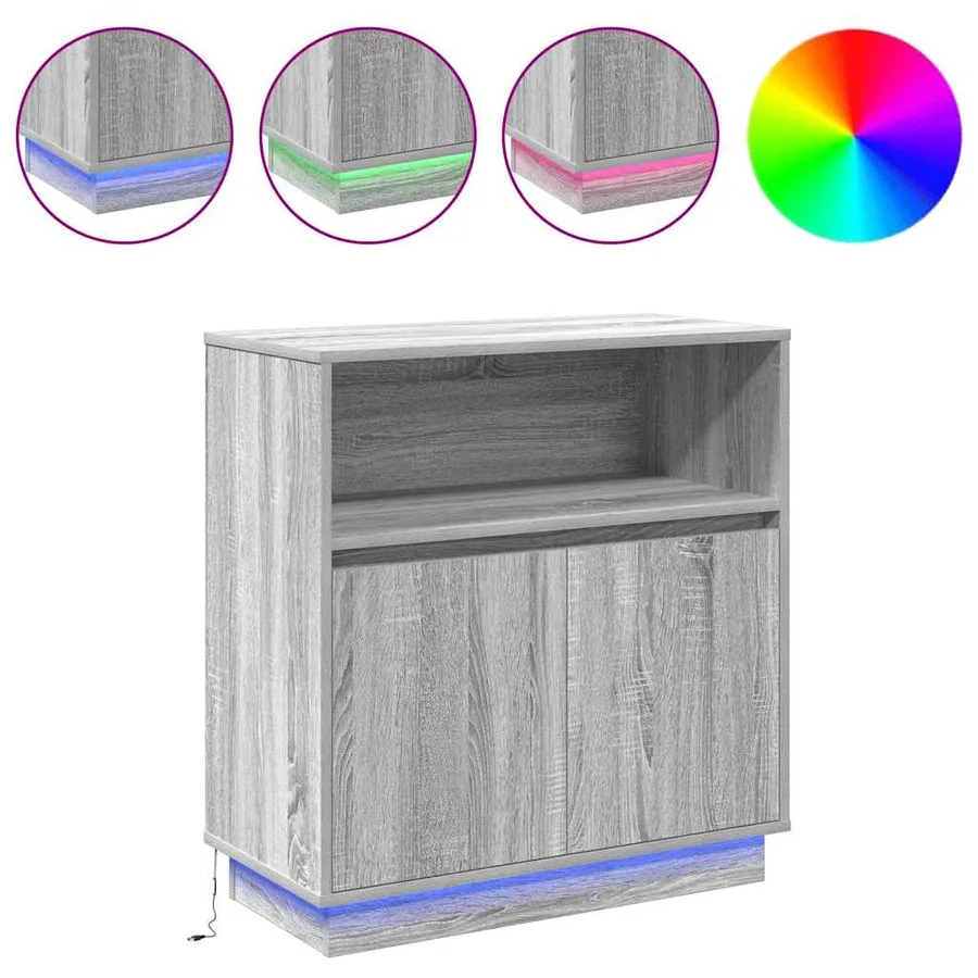 Buffet LED Gris Sonoma 71 x 34,5 x 75 cm Bois d'ingénierie - 4