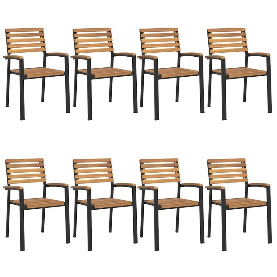 Ensemble à manger de jardin 9 pcs bois d'acacia solide et métal - 3