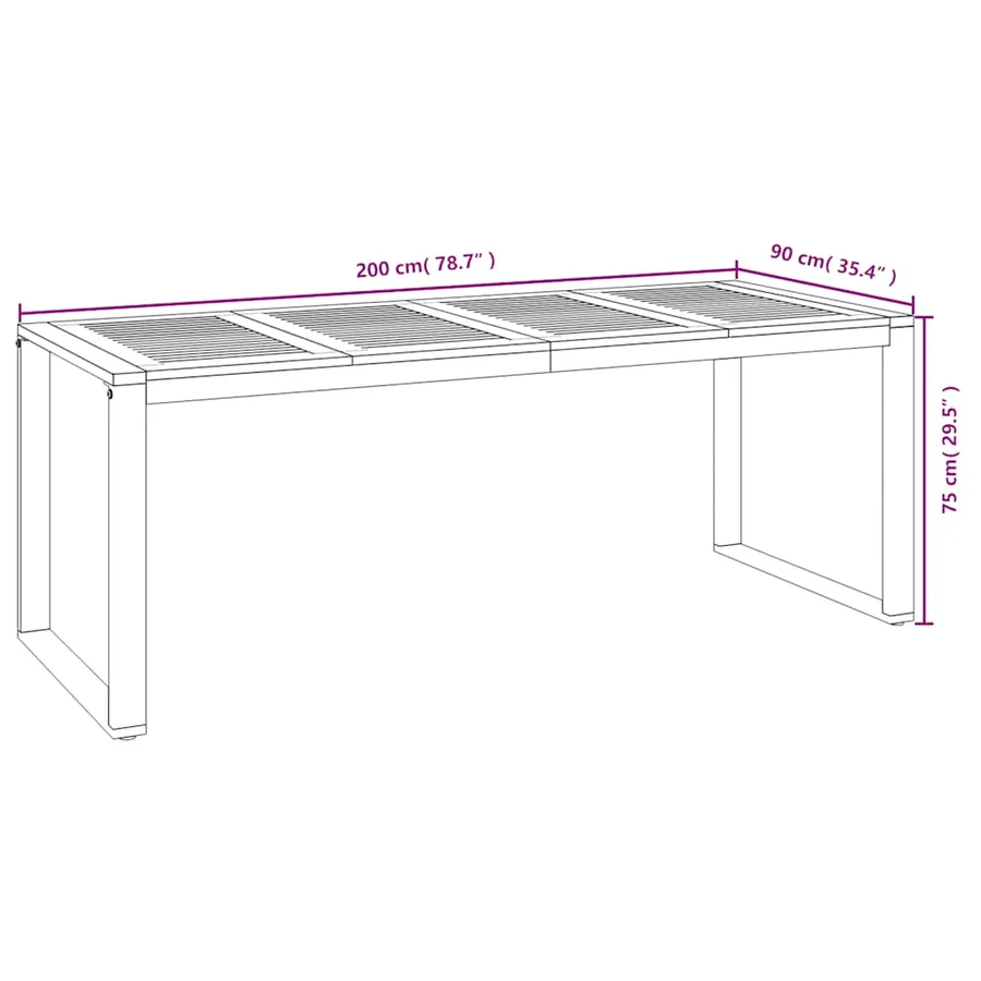 Ensemble à manger de jardin 9 pcs bois d'acacia solide et métal - 8