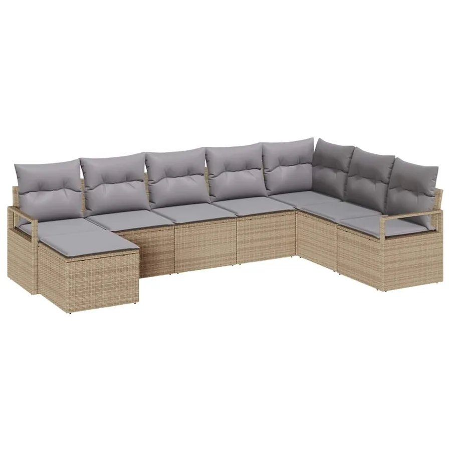 Ensemble de Canapés avec coussin 8 pcs Beige polyrotin - 2
