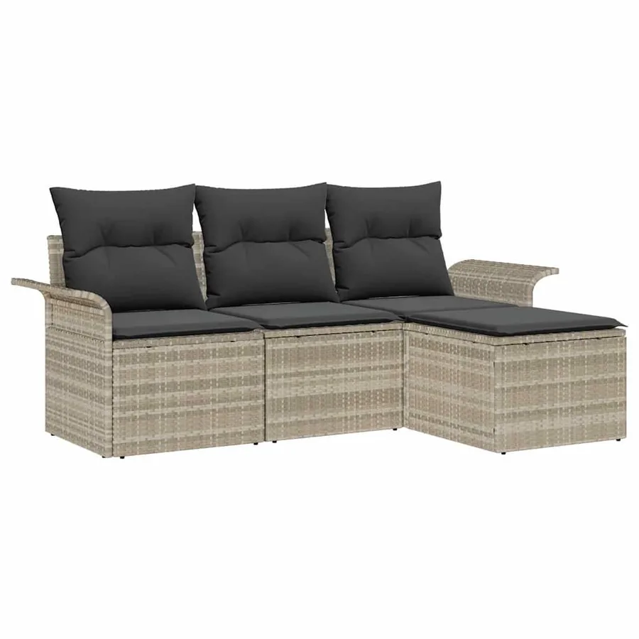 Ensemble de canapé de jardin 4 pcs Gris clair Poly rotin - 2