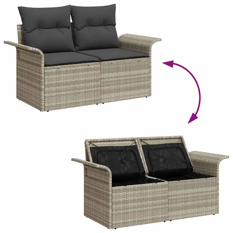 Ensemble de canapé de jardin 7 pcs Gris clair polyrotin - 13
